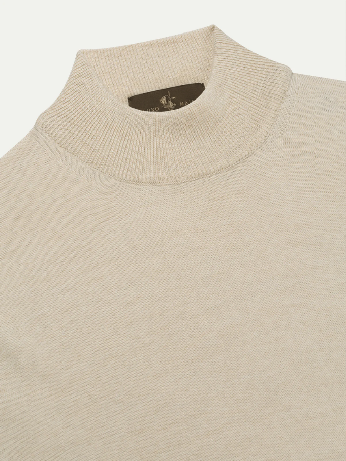 Merino Mock Neck Sweater | Beige
