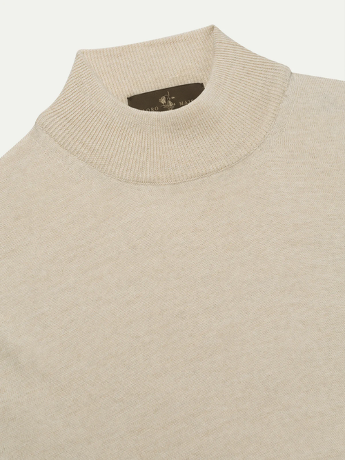 Merino Mock Neck Sweater | Beige